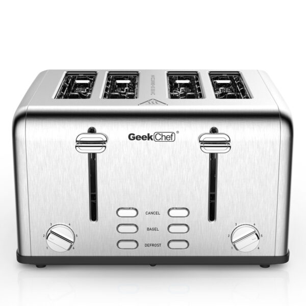 Prohibit Shelves In The Amazon. Toaster 4 Slice, Geek Chef Stainless Steel Extra-Wide Slot Toaster With Dual Control Panels Of Bagel,Defrost,Cancel Function,Ban Amazon - Image 9